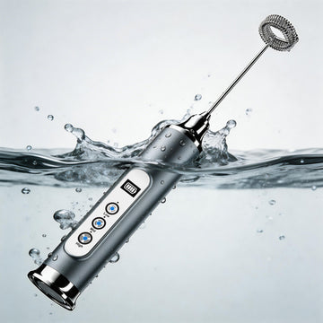 Electric milk frother with a digital display in water