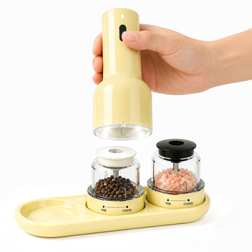 SeasonPro NEO Electric Salt and Pepper Mill Seasoning Set Yellow
