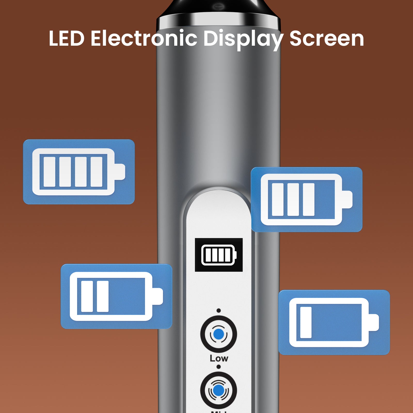 Electronic device with LED electronic display screen on a brown background