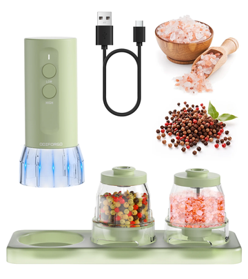 Rechargeable Electric Salt and Pepper Grinder Set Green