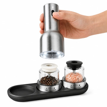 SeasonPro NEO Electric Salt and Pepper Mill Seasoning Set Silver