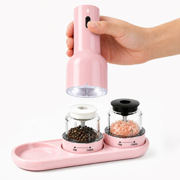 SeasonPro NEO Electric Salt and Pepper Mill Seasoning Set Pink