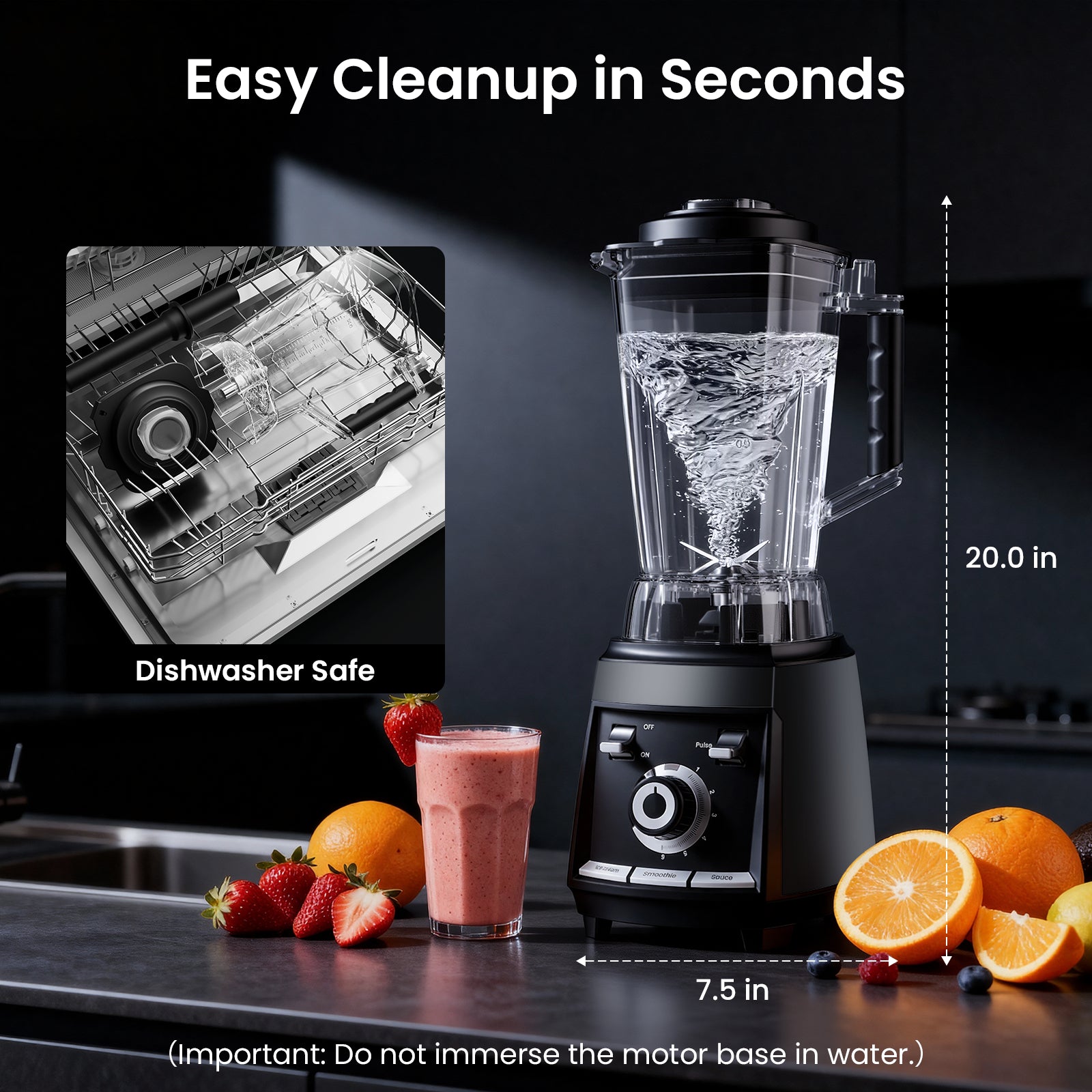 Odiforgo 1800W Professional Blender cleaning up