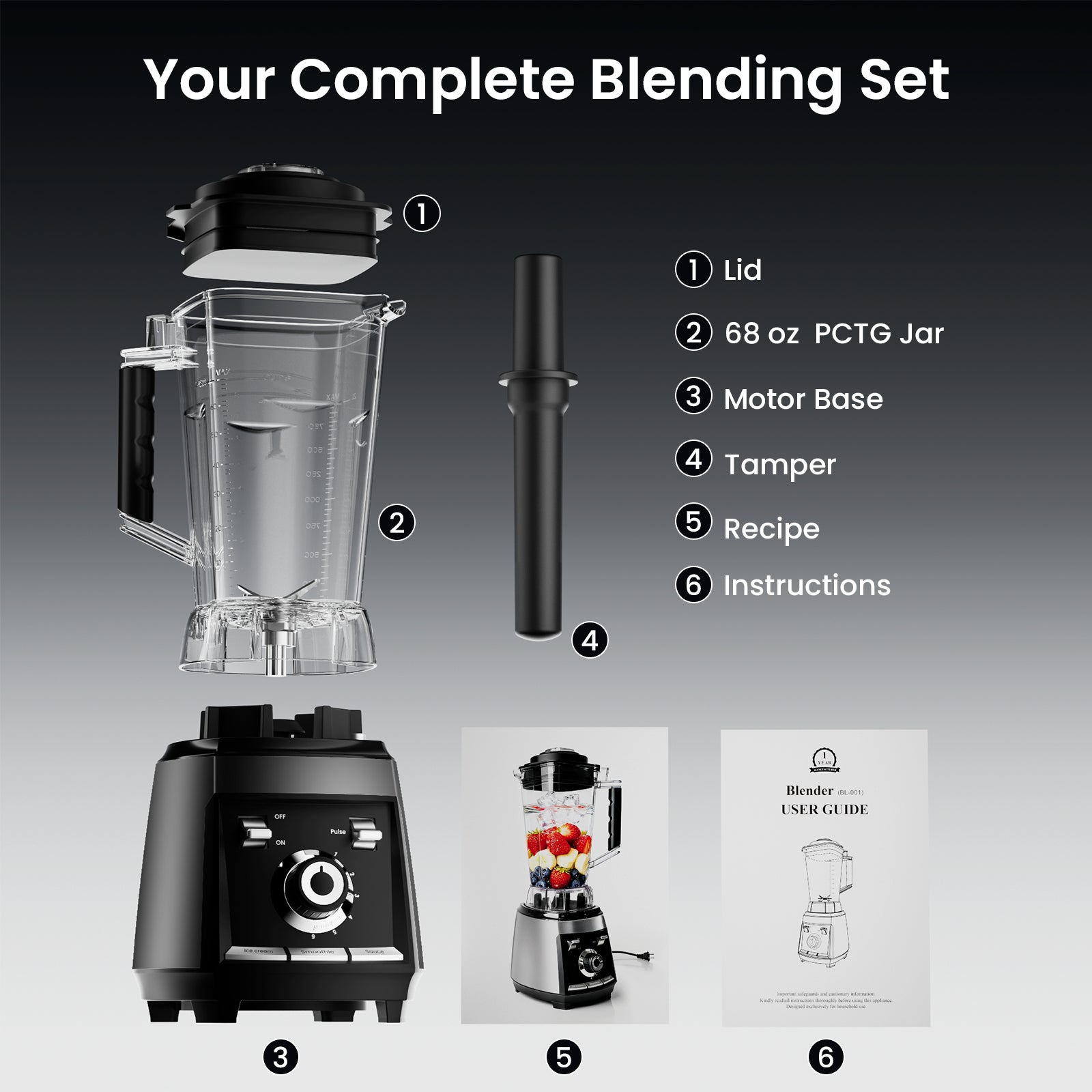 Odiforgo 1800W Professional Blender blending set