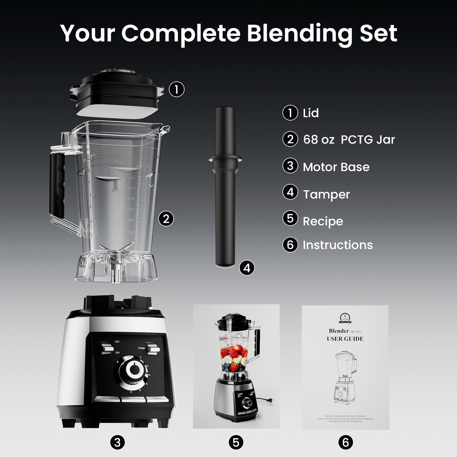 Odiforgo 1800W Professional Blender's blending set