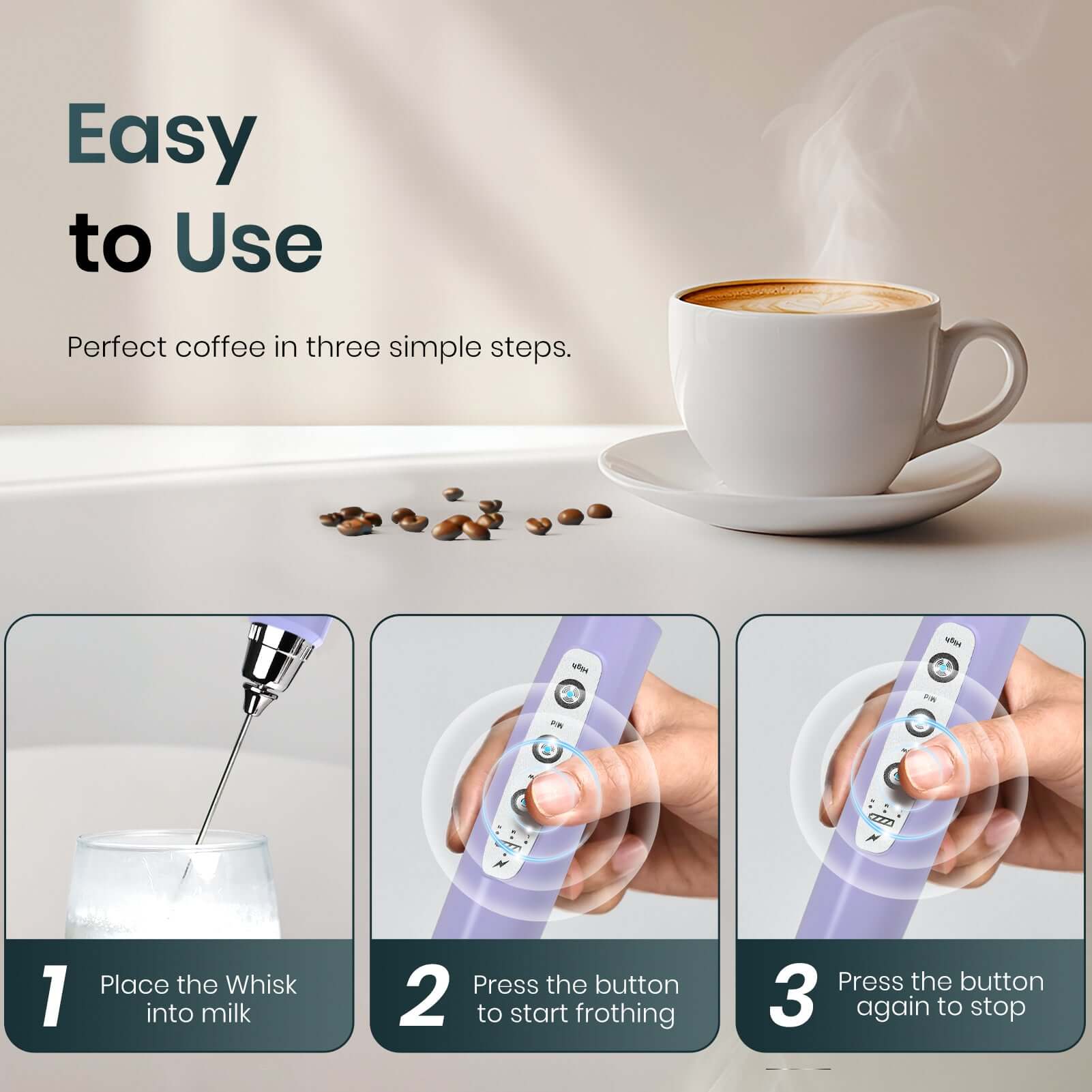 ODIFORGO Milk Frother Light Purple Color