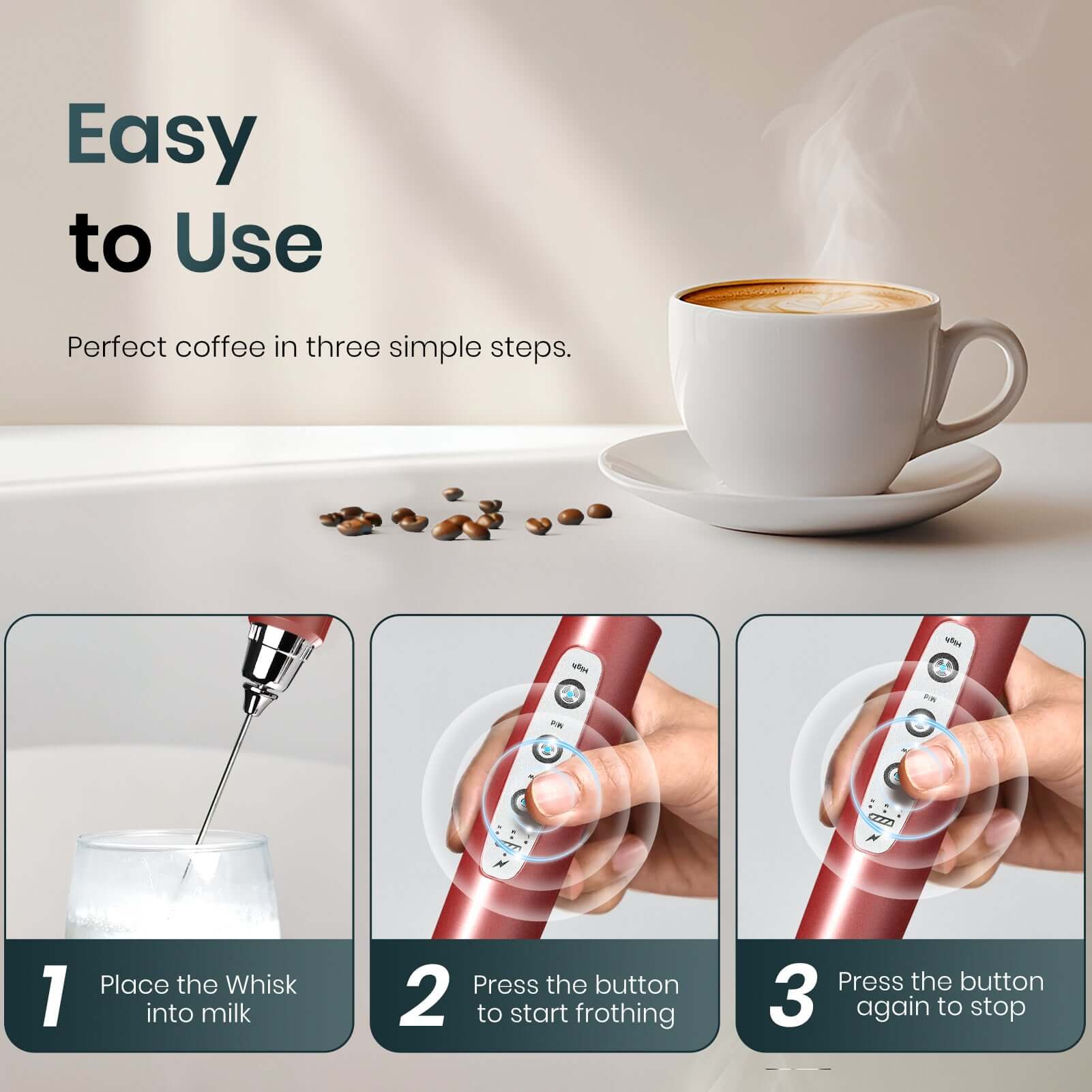 ODIFORGO Milk Frother Red Color